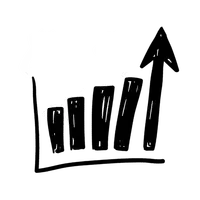 Illustrated bar graph showing an increase in money